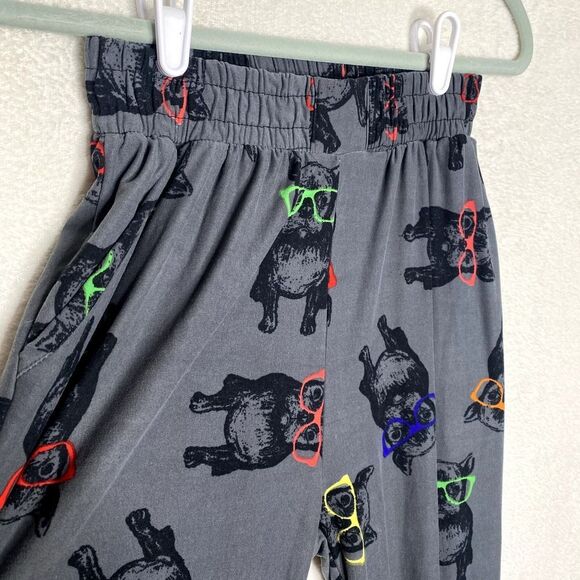French Bulldog High Waist Graphic Soft Joggers Gray Medium Loungewear PJ Pants - Picture 2 of 10